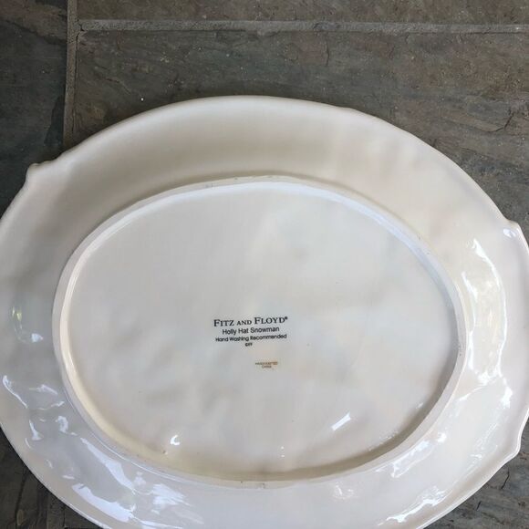 Fitz and Floyd Holly Hat Snowman Platter - Picture 9 of 9